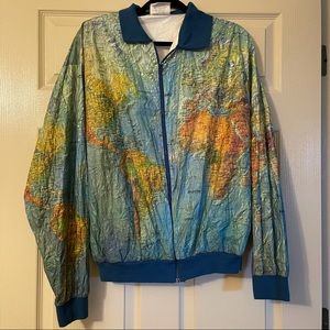 vintage tyvek map of the world jacket